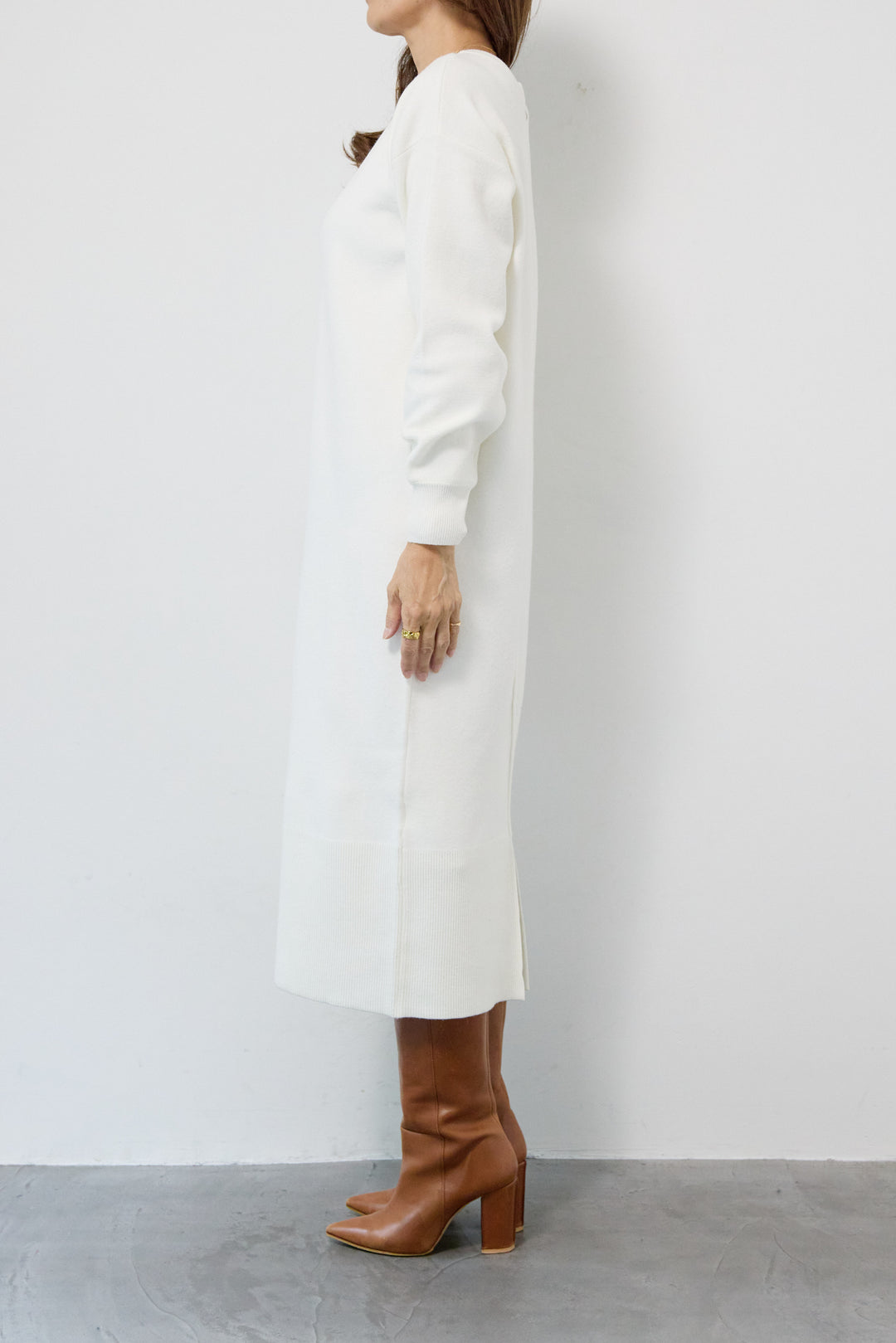 シャギーベスト付ニットワンピース