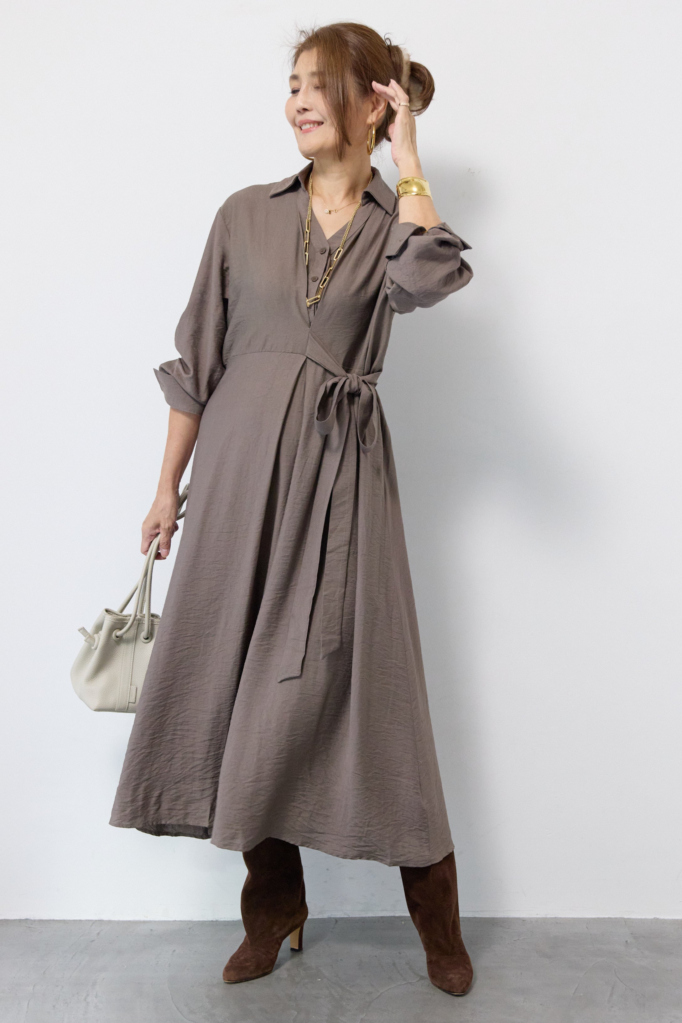 カシュクールデザインシャツワンピース – plusotoha