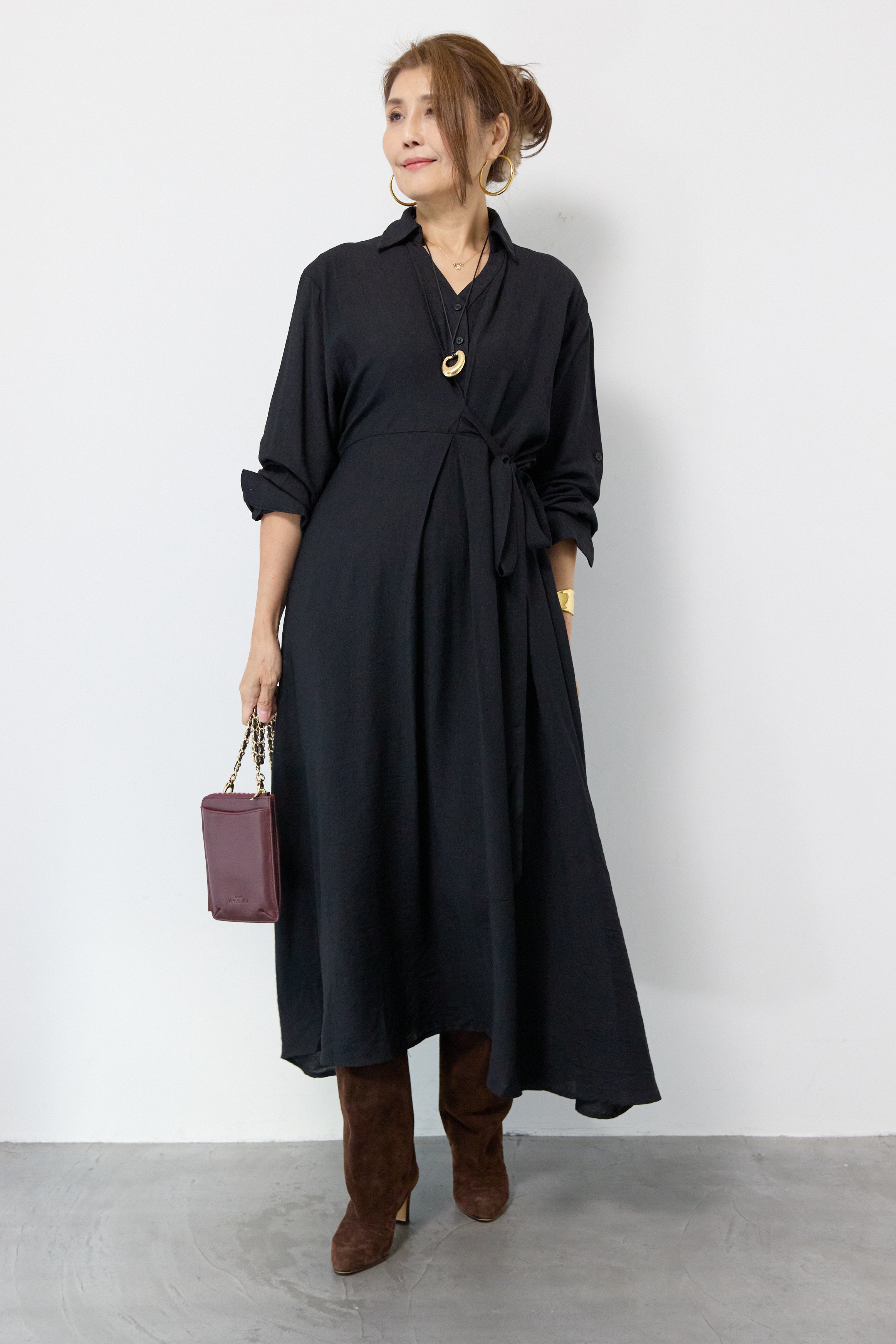 【試着のみ】カシュクールカットワンピース カシュクールデザインシャツワンピース – plusotoha