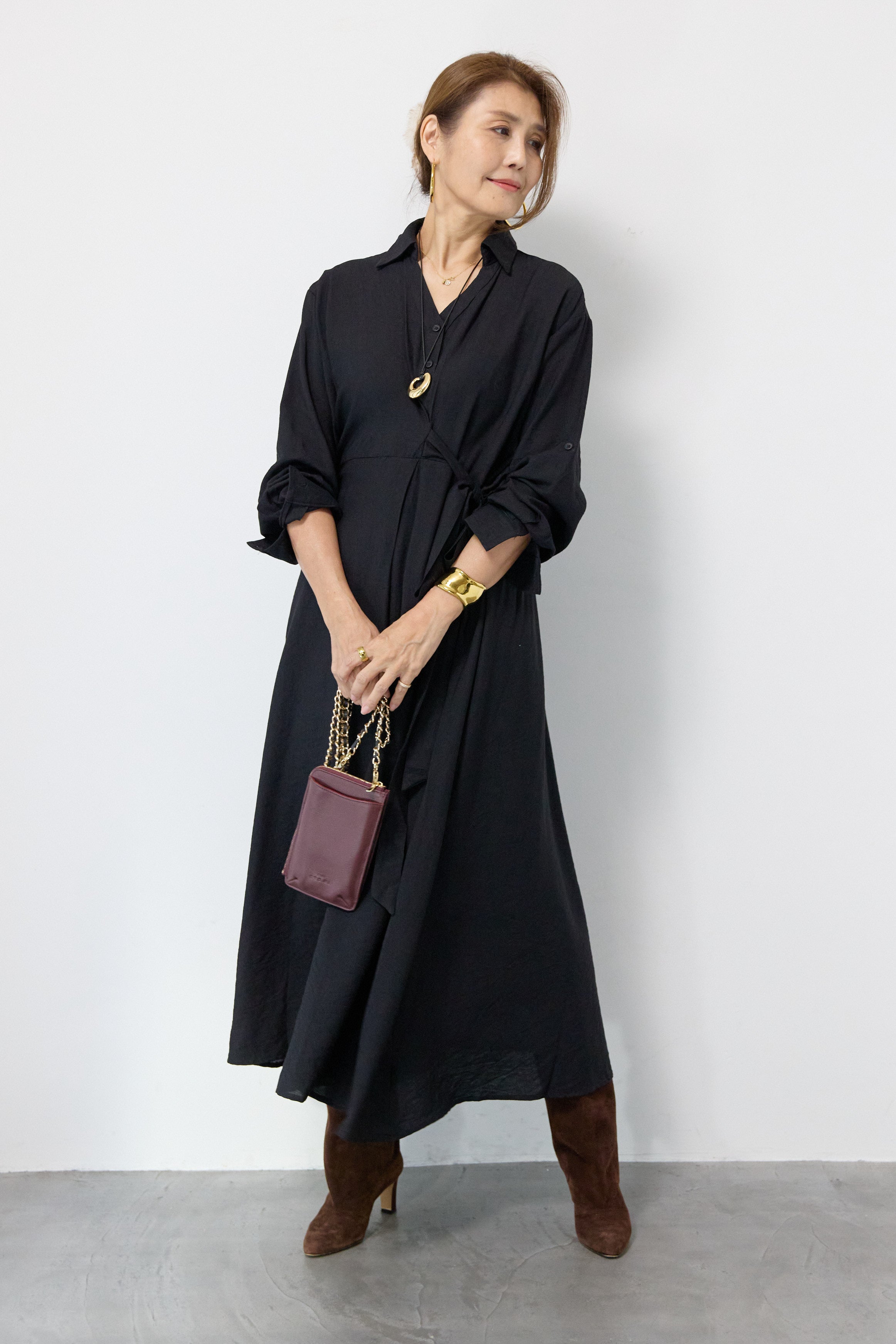 カシュクールデザインシャツワンピース – plusotoha