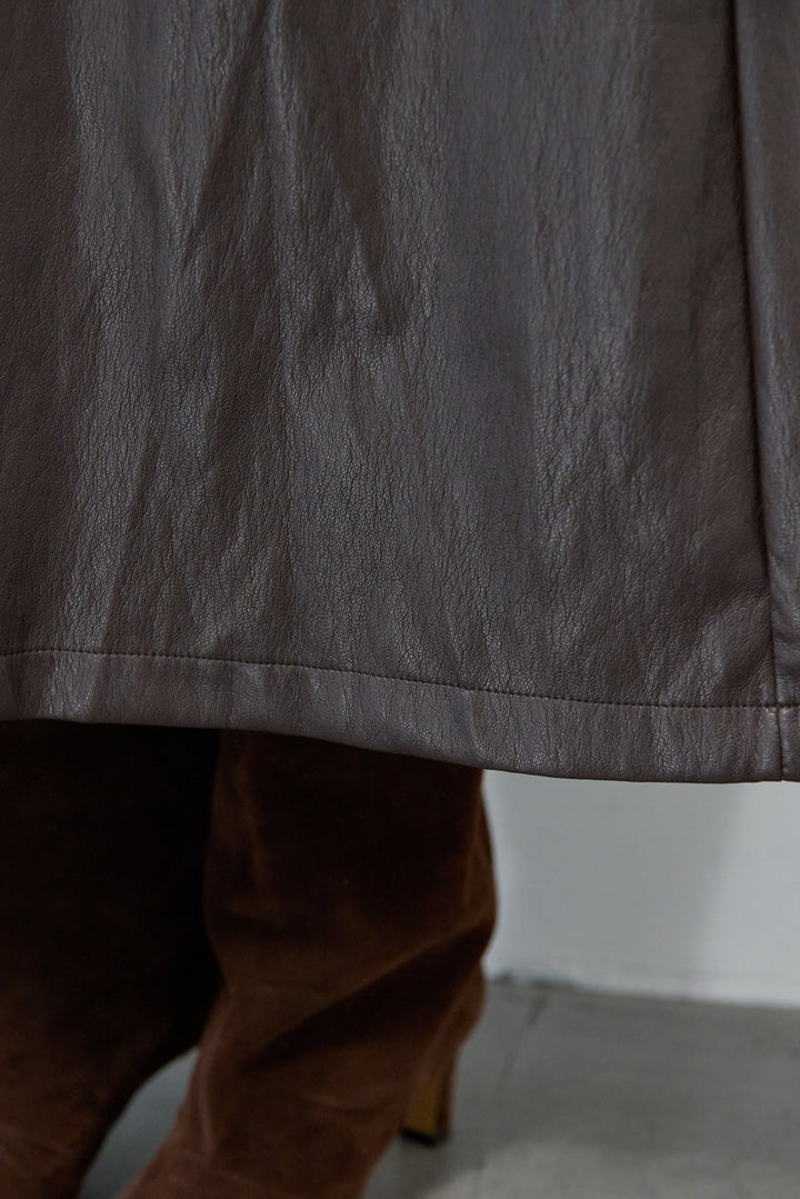 フェイクレザージャンパースカート+タートルインナー