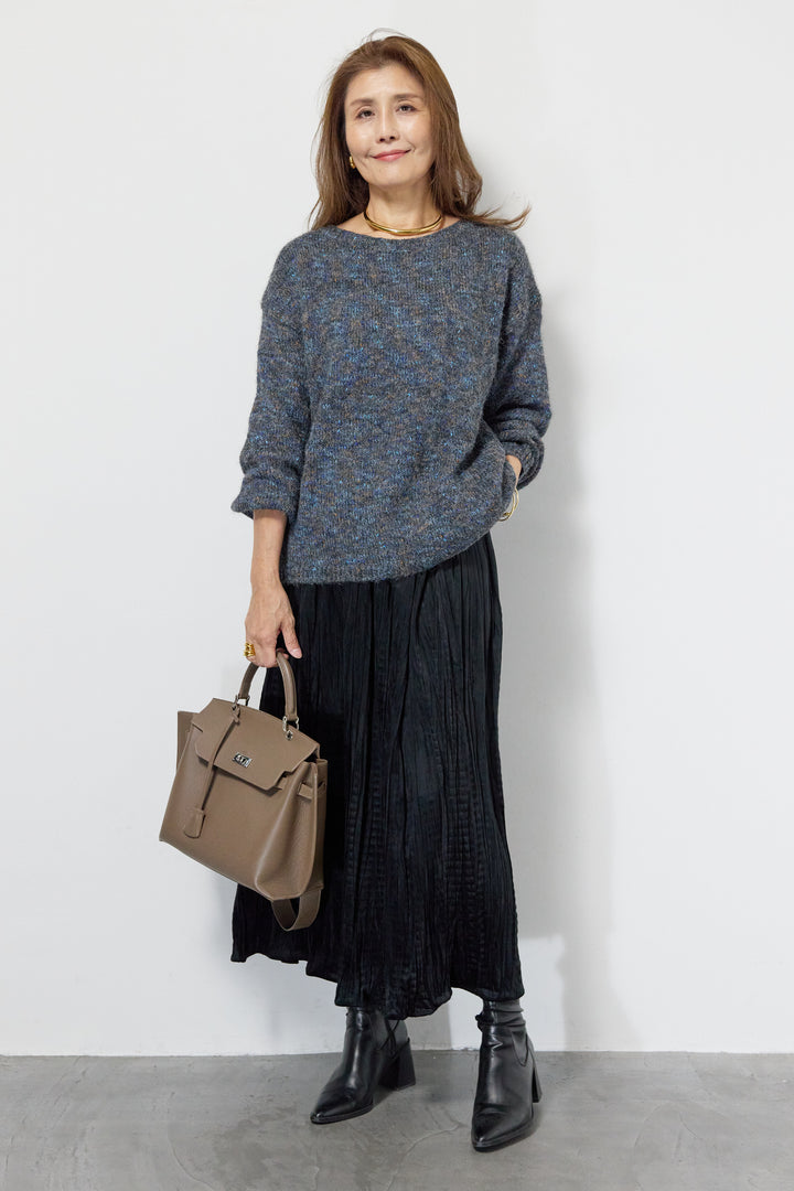 ミックスカラーニット＋ランダムプリーツスカートセットアップ