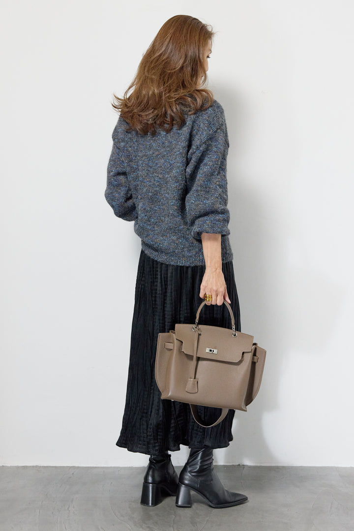 ミックスカラーニット＋ランダムプリーツスカートセットアップ