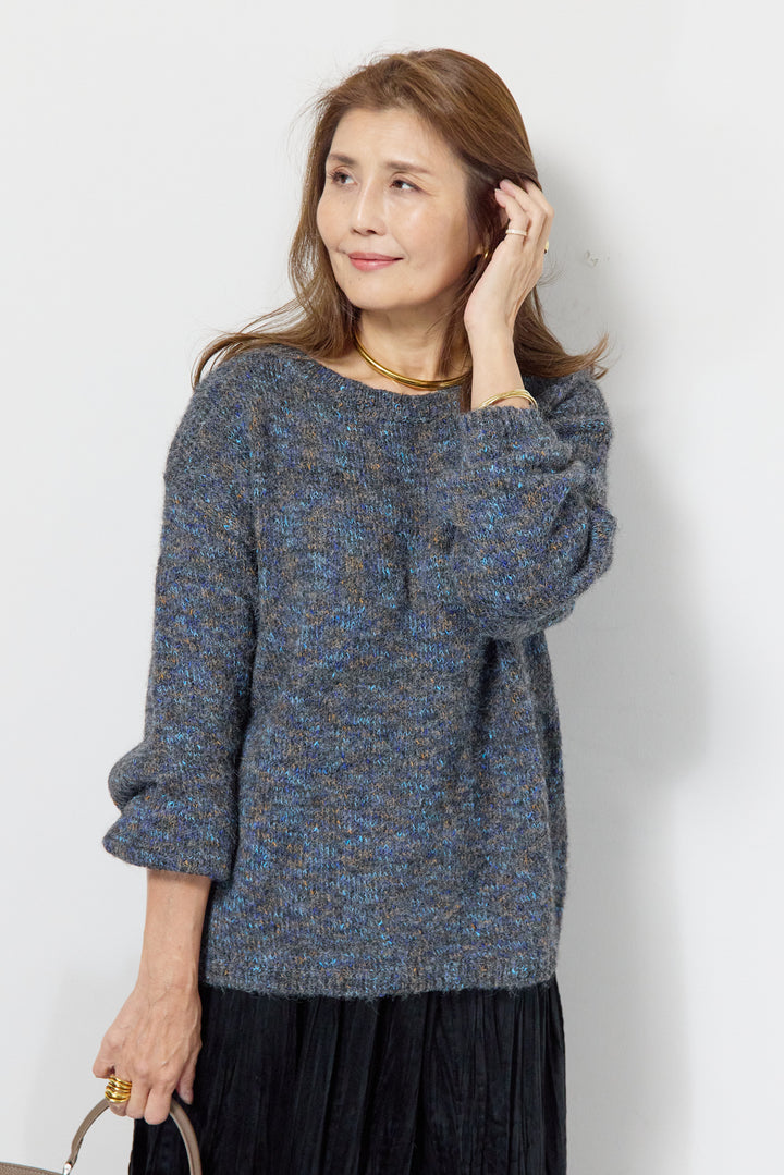 ミックスカラーニット＋ランダムプリーツスカートセットアップ