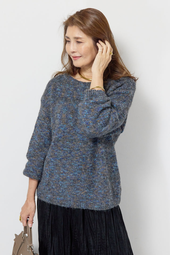 ミックスカラーニット＋ランダムプリーツスカートセットアップ