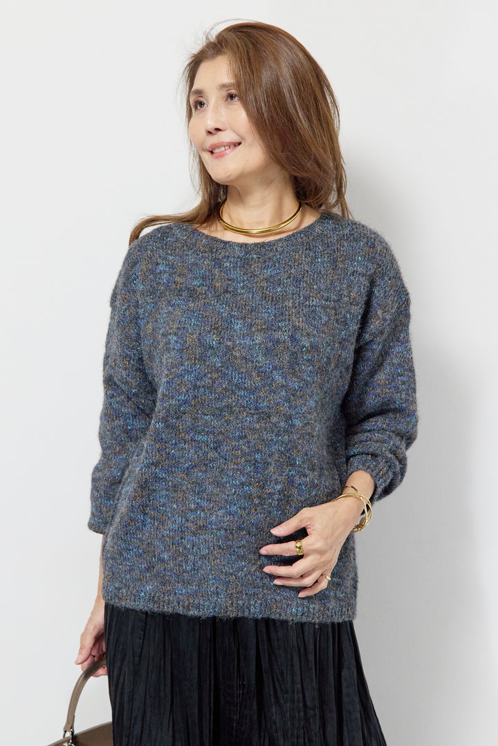 ミックスカラーニット＋ランダムプリーツスカートセットアップ