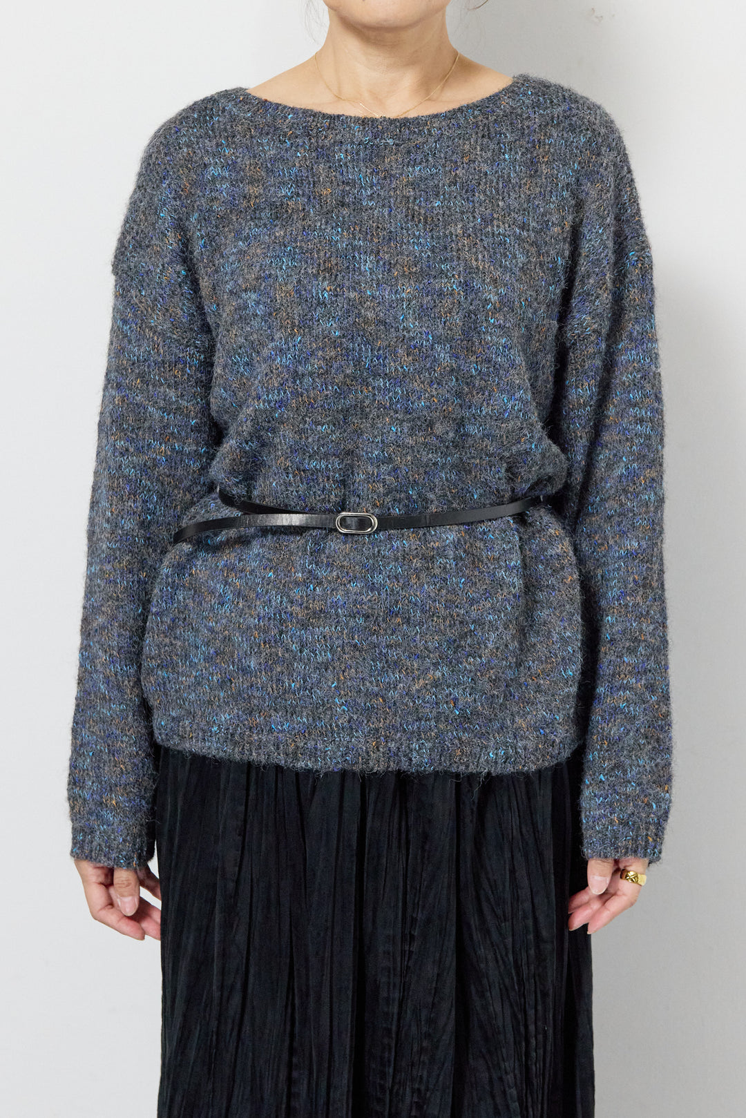 ミックスカラーニット＋ランダムプリーツスカートセットアップ