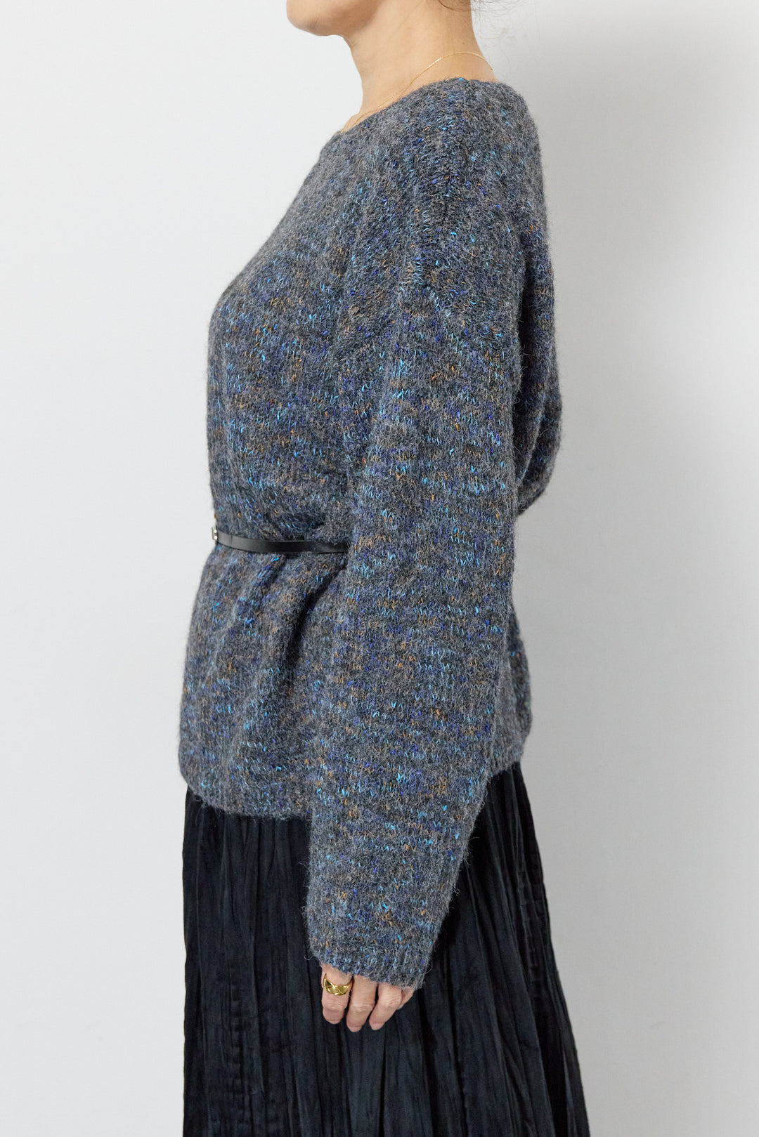 ミックスカラーニット＋ランダムプリーツスカートセットアップ