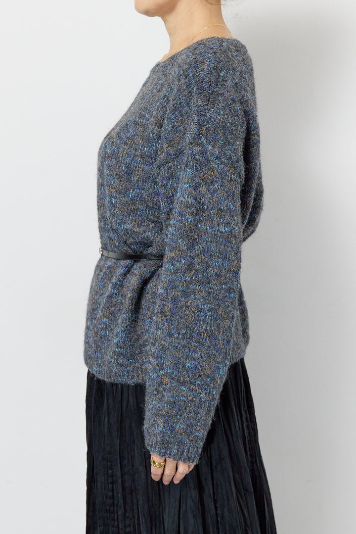 ミックスカラーニット＋ランダムプリーツスカートセットアップ