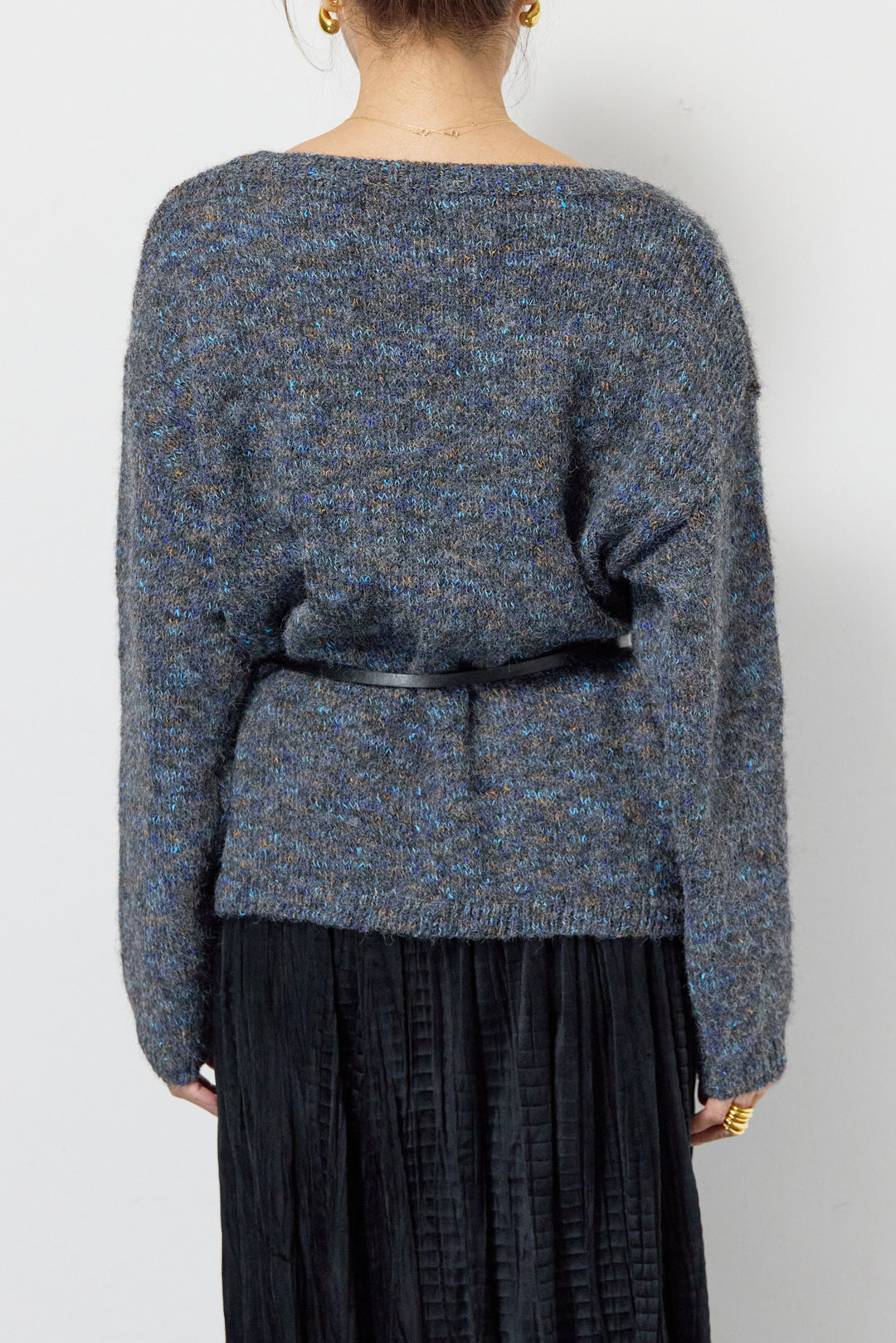 ミックスカラーニット＋ランダムプリーツスカートセットアップ