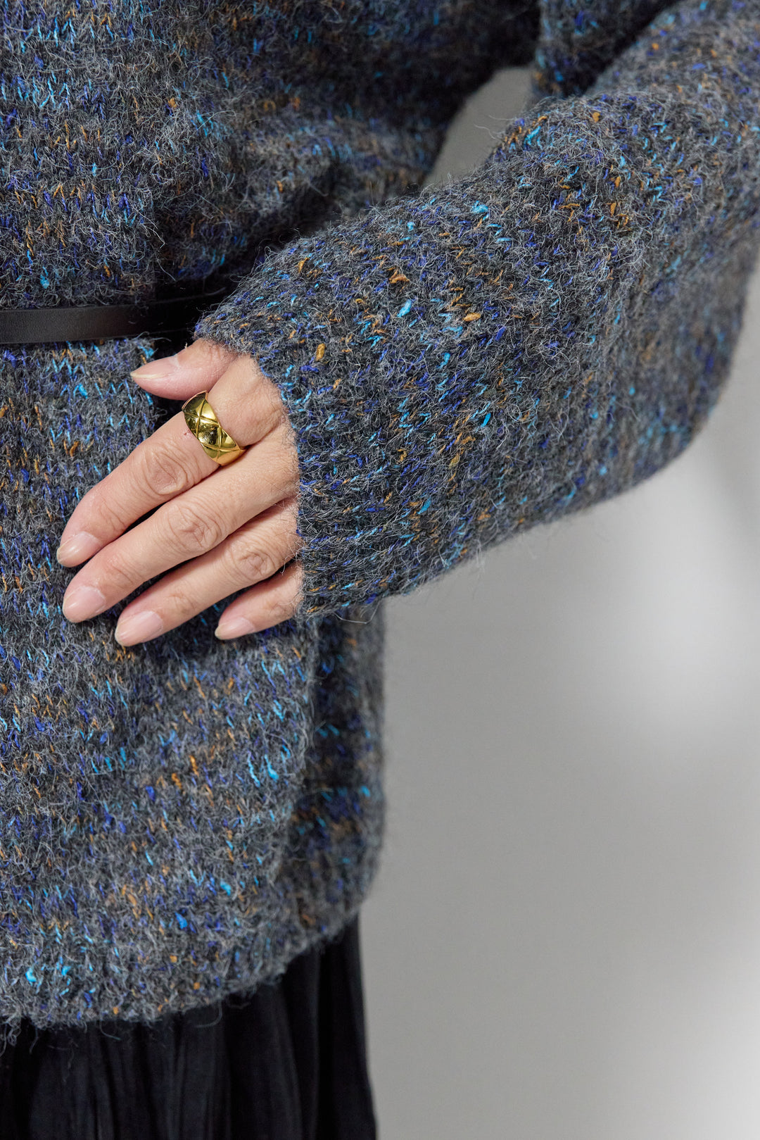 ミックスカラーニット＋ランダムプリーツスカートセットアップ