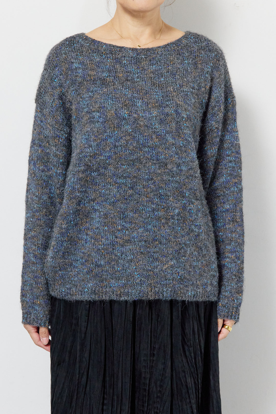 ミックスカラーニット＋ランダムプリーツスカートセットアップ