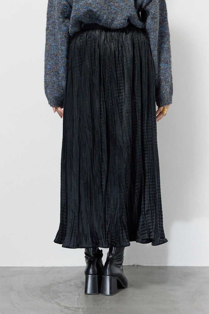 ミックスカラーニット＋ランダムプリーツスカートセットアップ