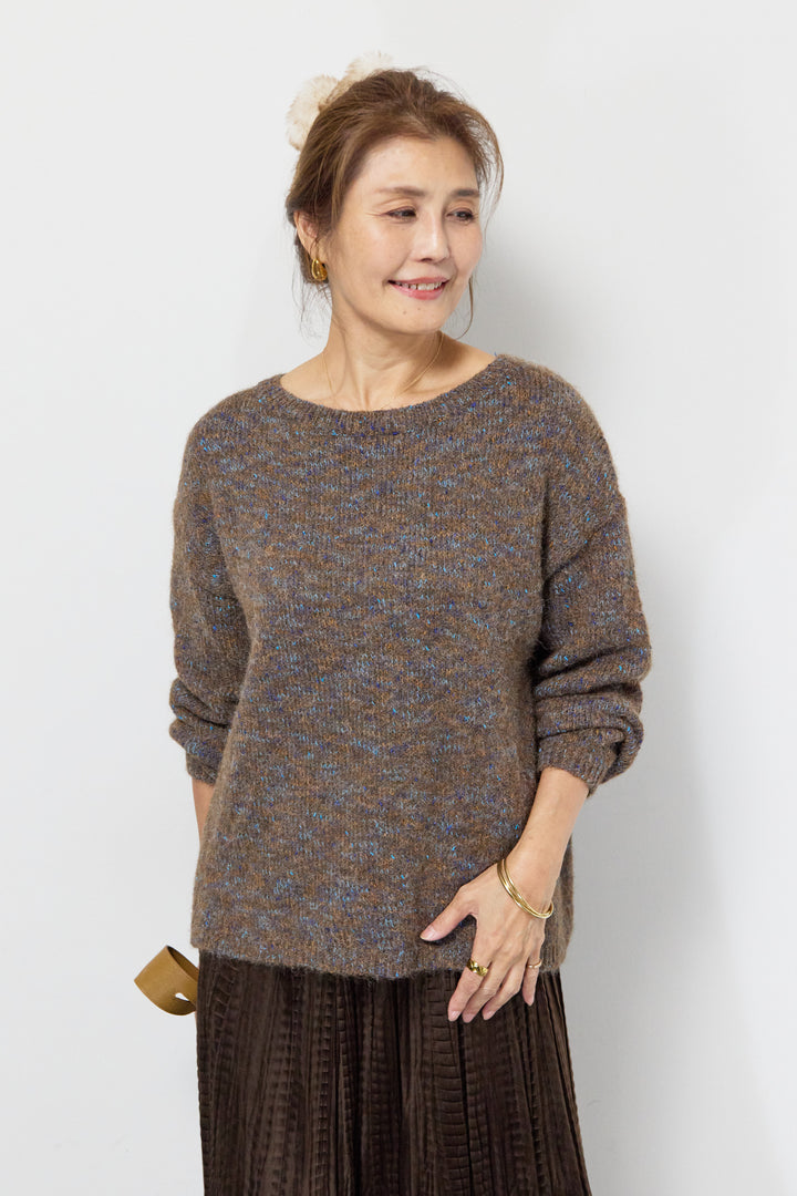 ミックスカラーニット＋ランダムプリーツスカートセットアップ