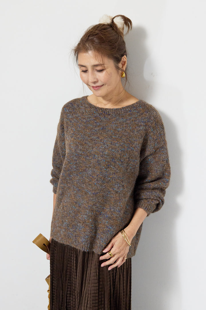 ミックスカラーニット＋ランダムプリーツスカートセットアップ