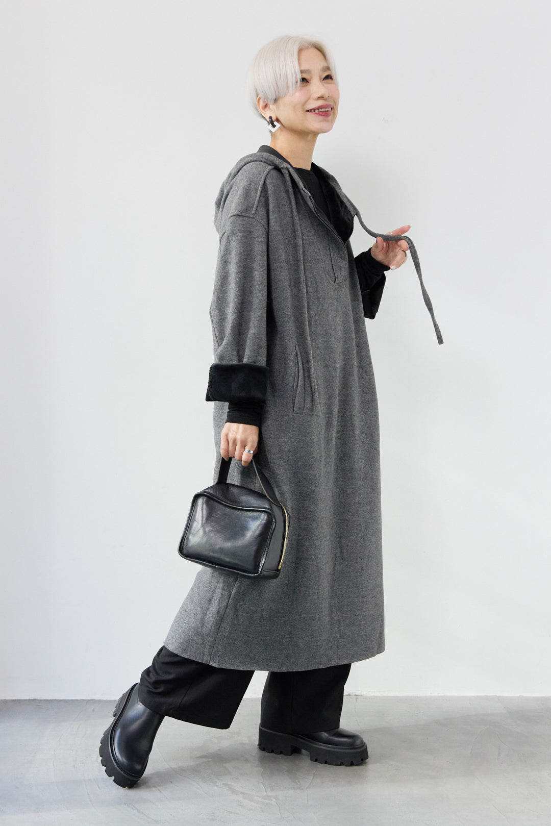 裏起毛フーディワンピース