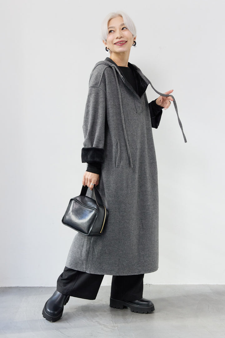 裏起毛フーディワンピース