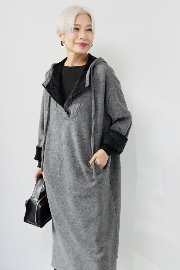 裏起毛フーディワンピース
