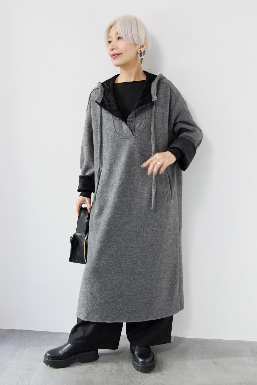 裏起毛フーディワンピース