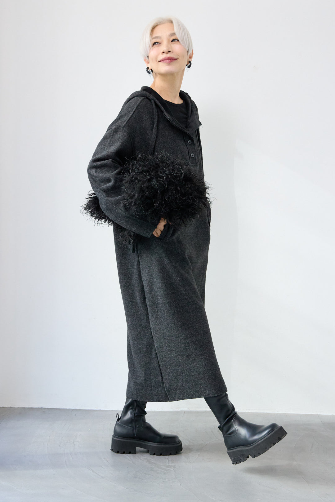 裏起毛フーディワンピース