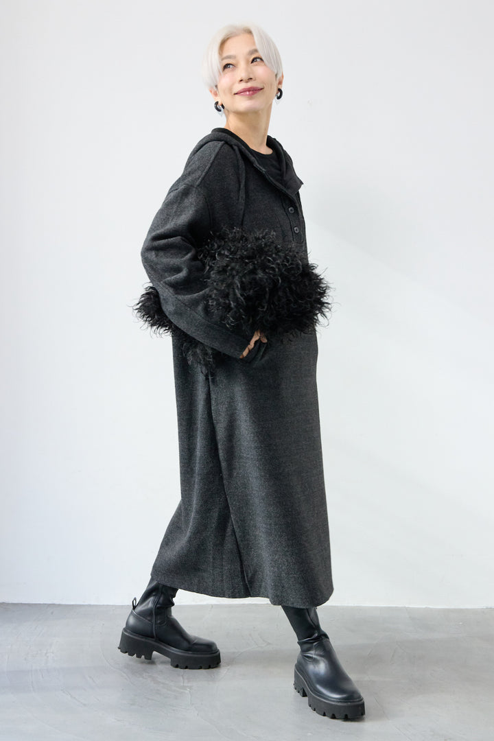 裏起毛フーディワンピース