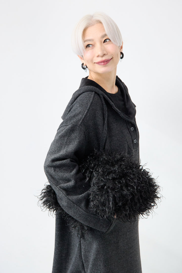 裏起毛フーディワンピース