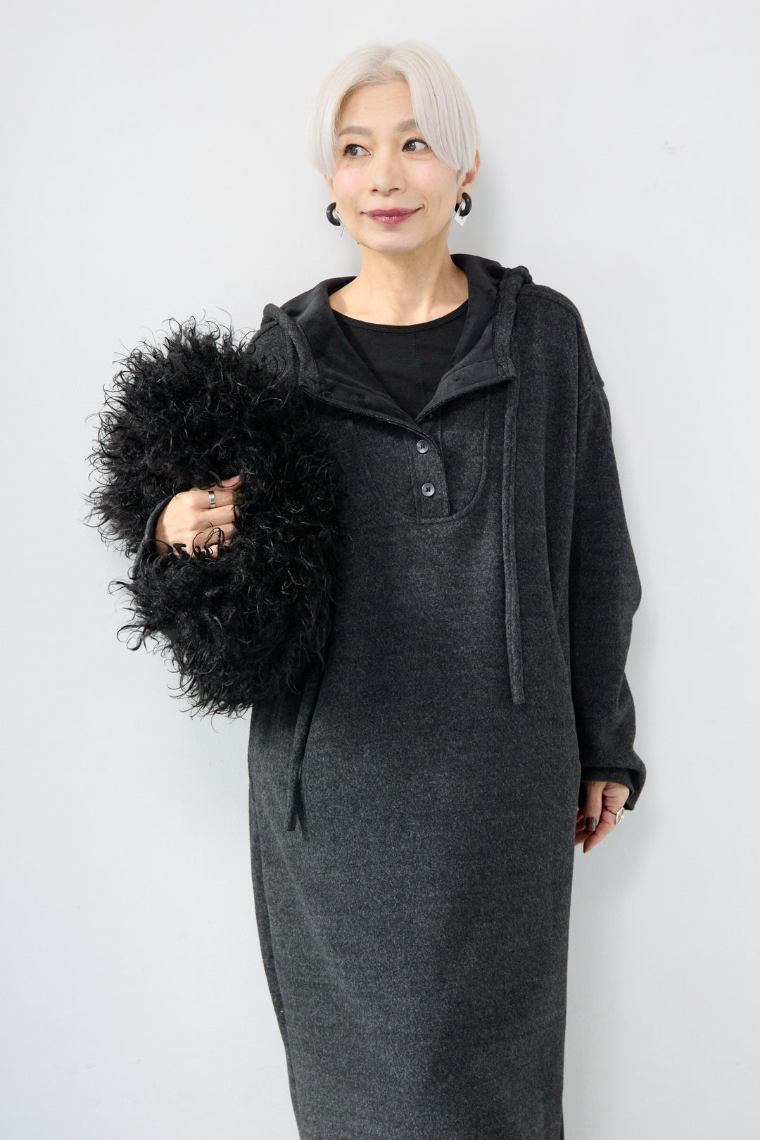 裏起毛フーディワンピース