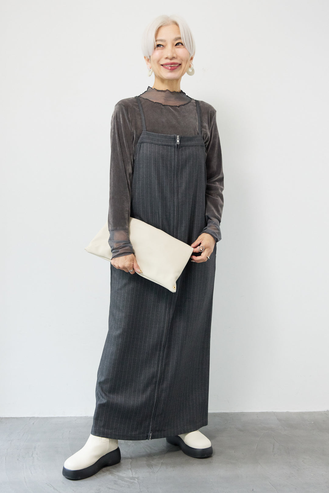 ストライプダブルジップジャンスカ