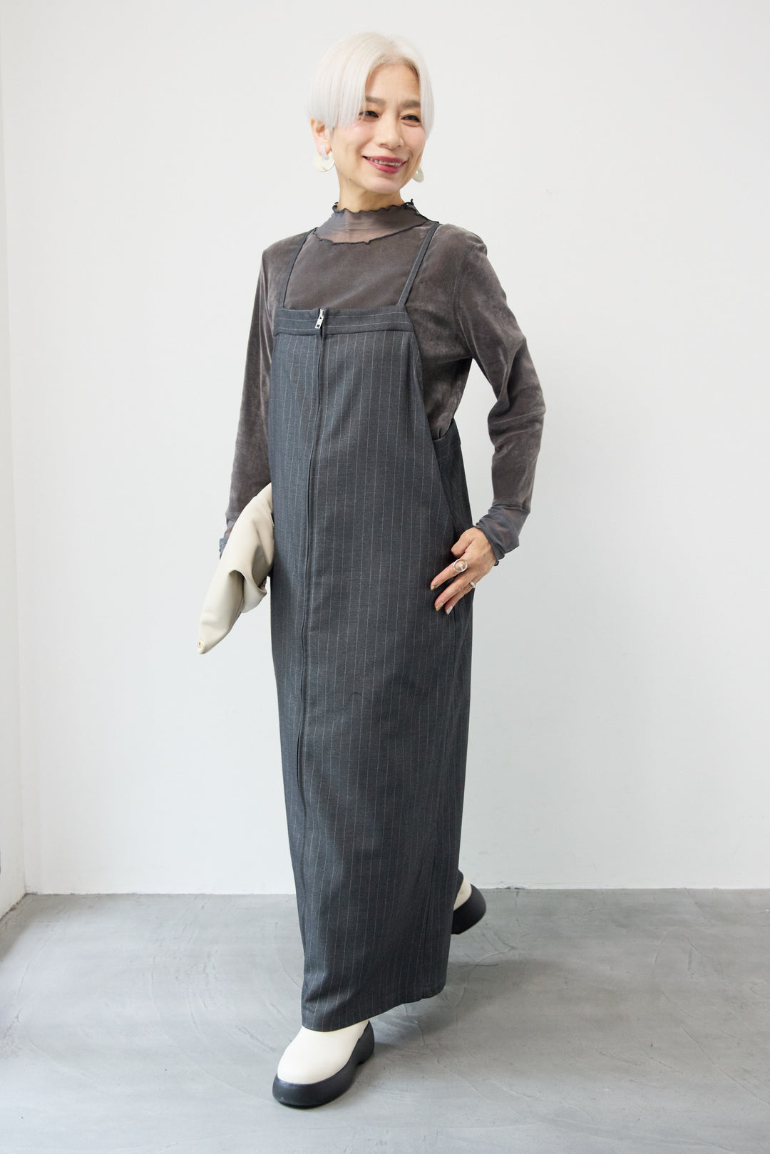 ストライプダブルジップジャンスカ