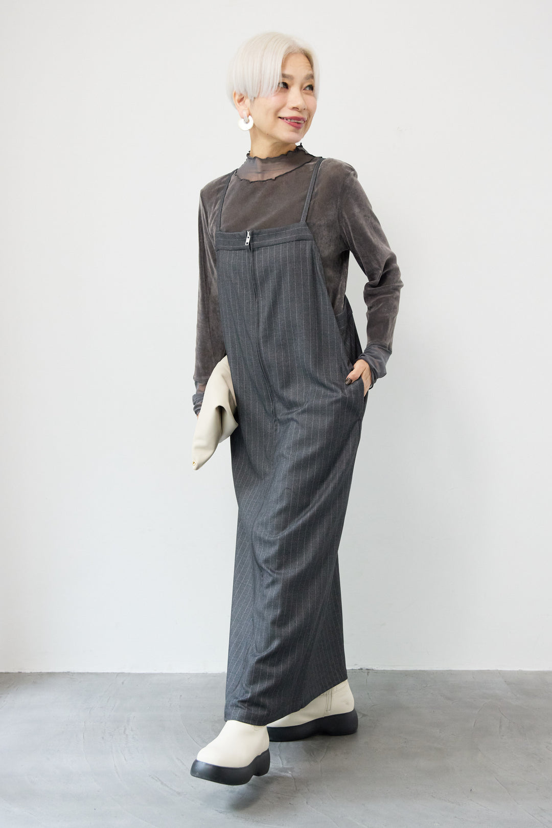 ストライプダブルジップジャンスカ