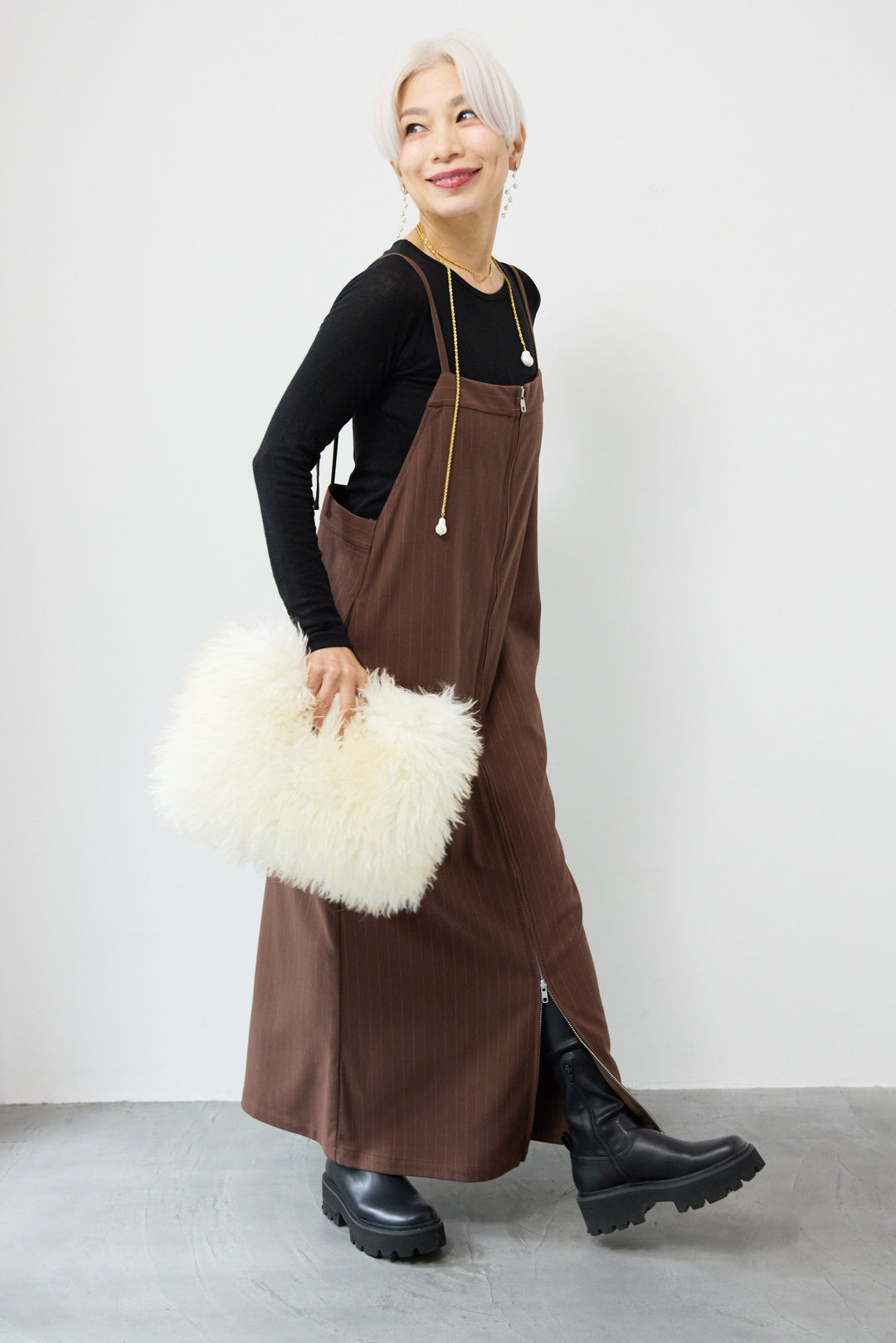 ストライプダブルジップジャンスカ