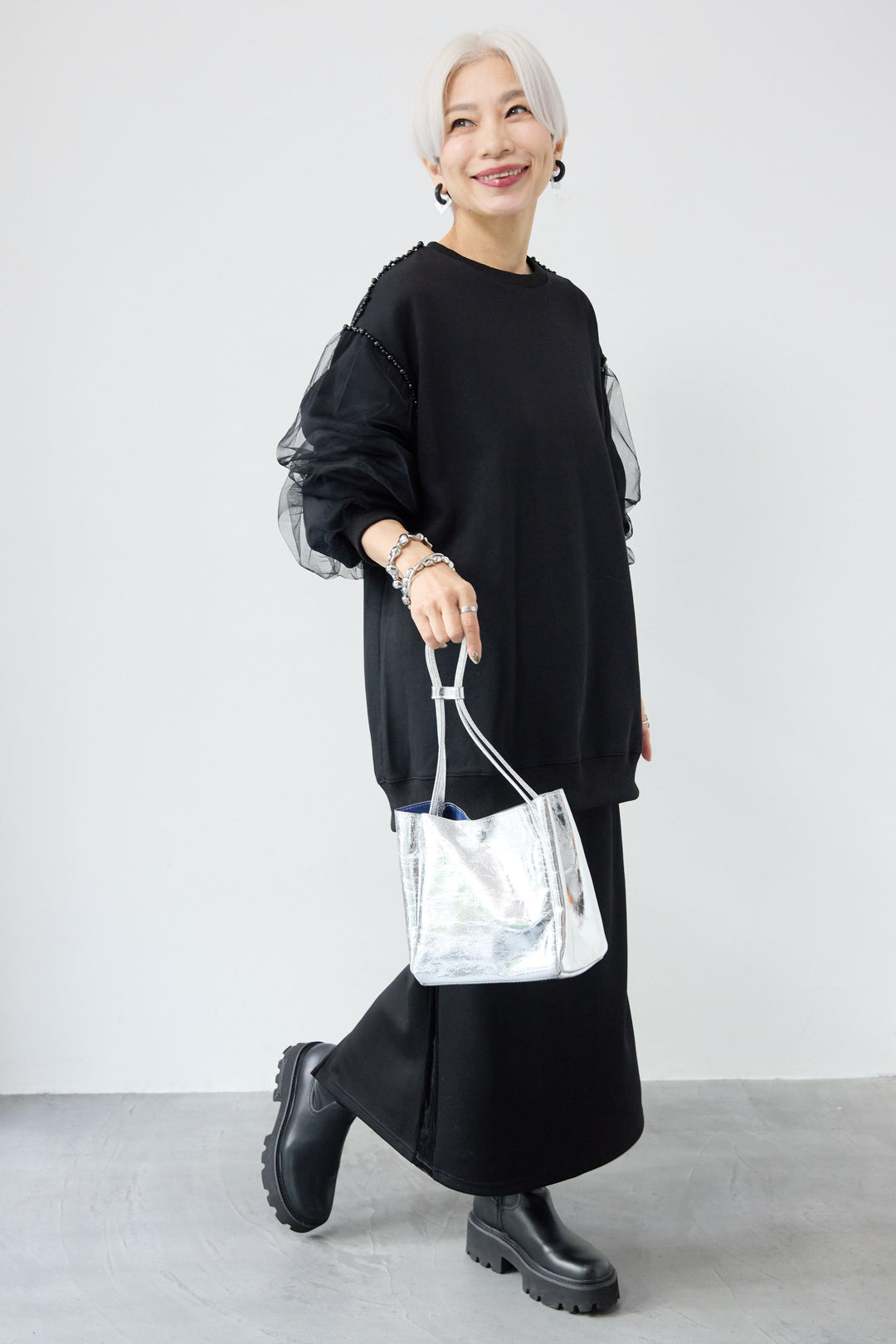 チュールスリーブプルオーバー