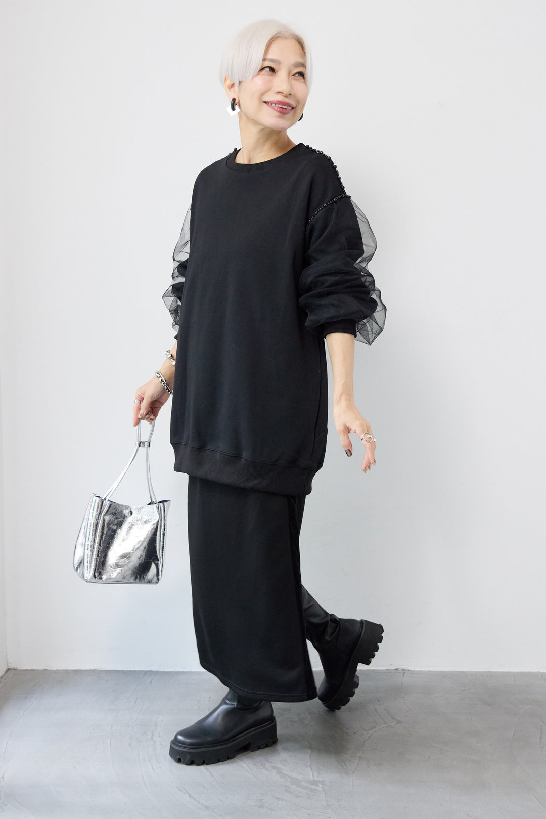 チュールスリーブプルオーバー