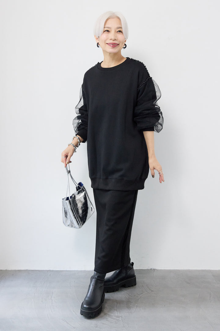 チュールスリーブプルオーバー