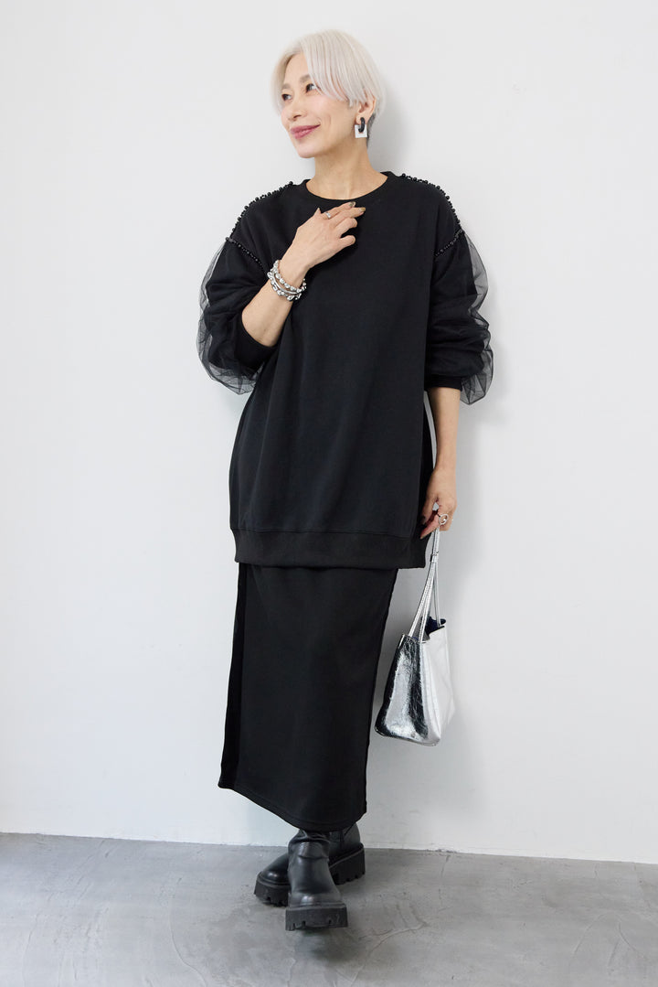 チュールスリーブプルオーバー