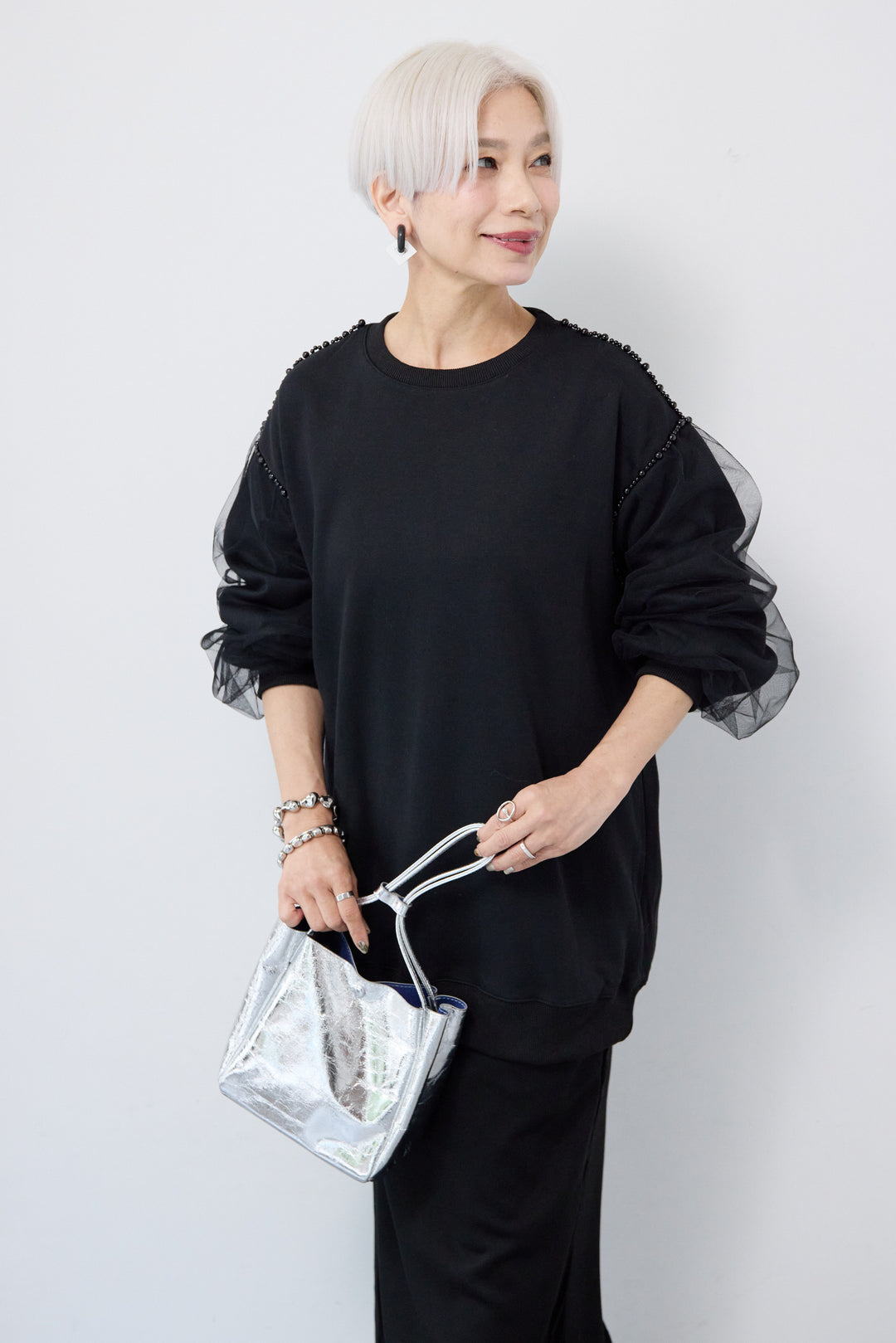 チュールスリーブプルオーバー