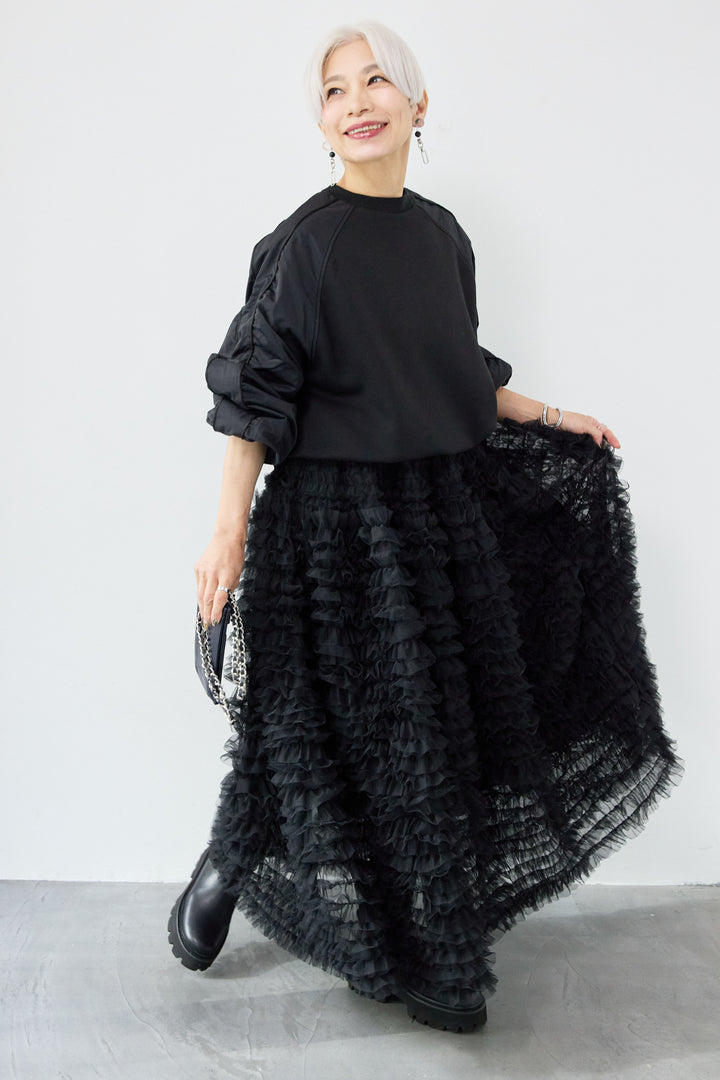 ナイロンラグランスリーブ ダンボールプルオーバー