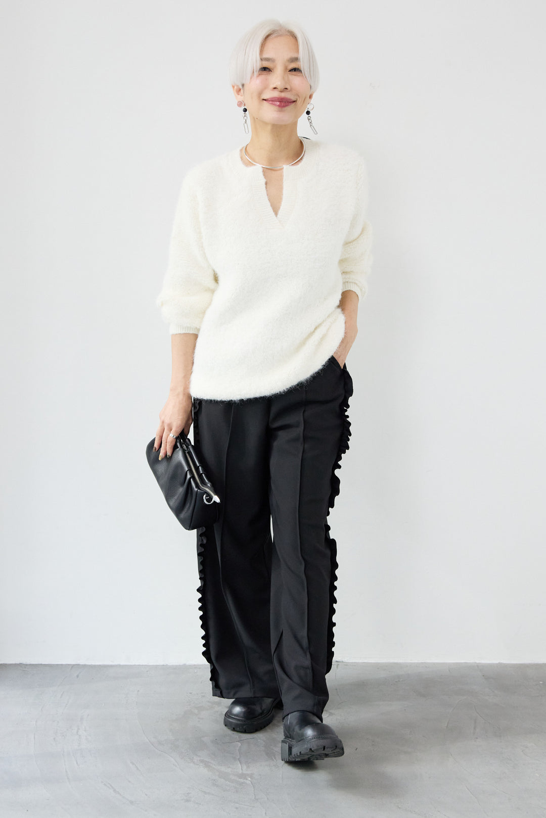 カットジョーゼットサイドフリルパンツ