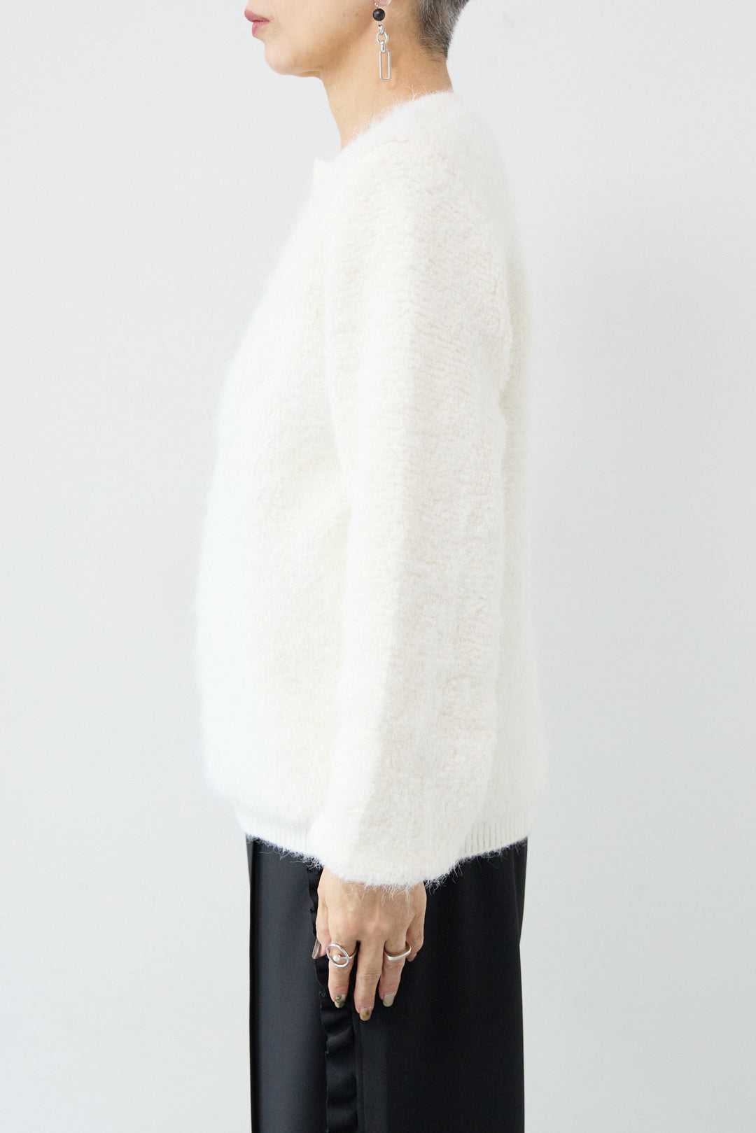 キーネックウールモヘヤニット