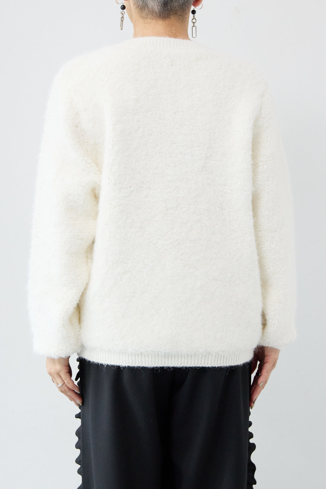 キーネックウールモヘヤニット