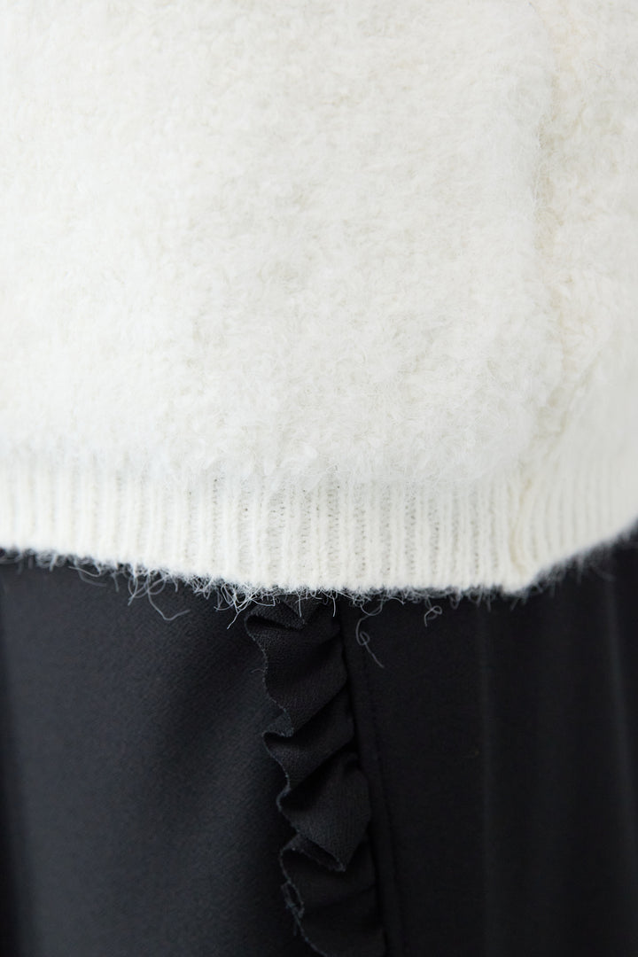 キーネックウールモヘヤニット