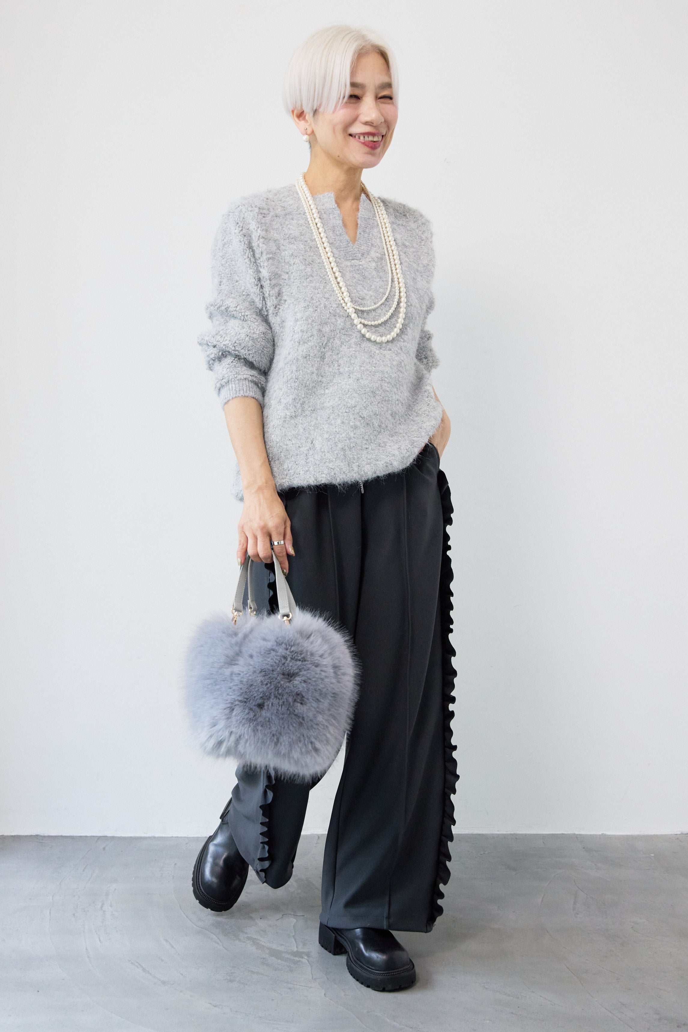 SLOW HANDS モヘヤウールハイネックニット ノルディック レディース