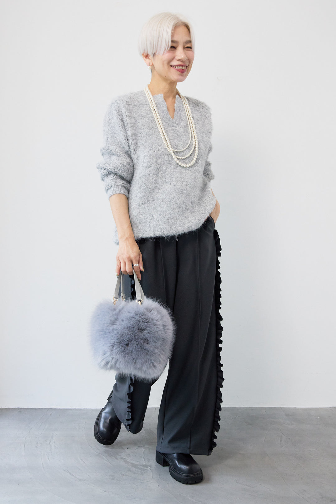 カットジョーゼットサイドフリルパンツ