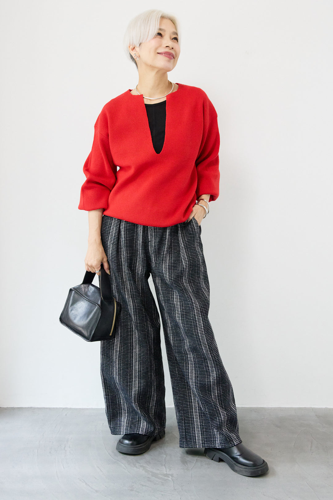 ツイードタックパンツ