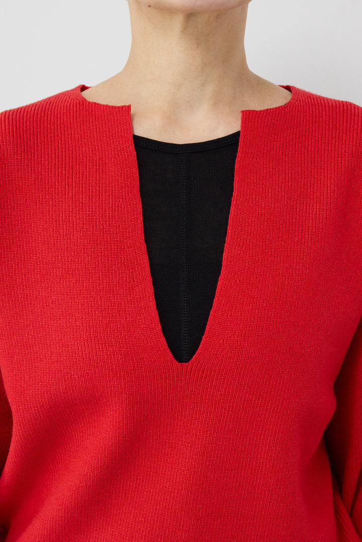 【防静電気】やわもち深Vネックデザインニット