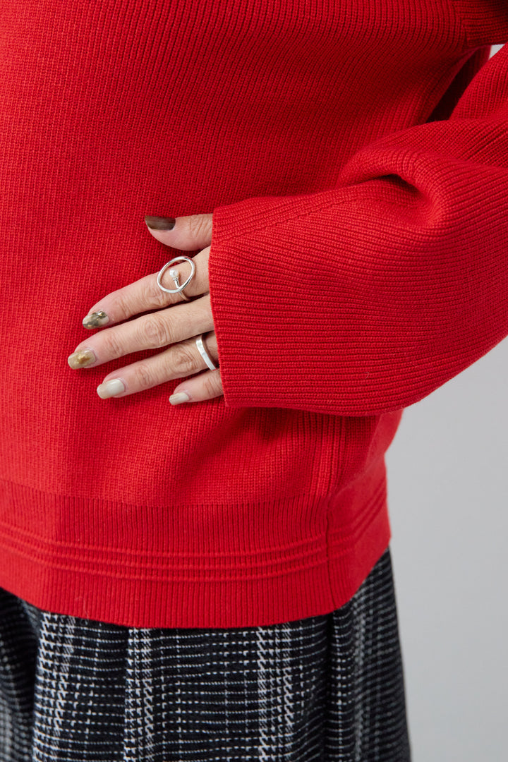 【防静電気】やわもち深Vネックデザインニット