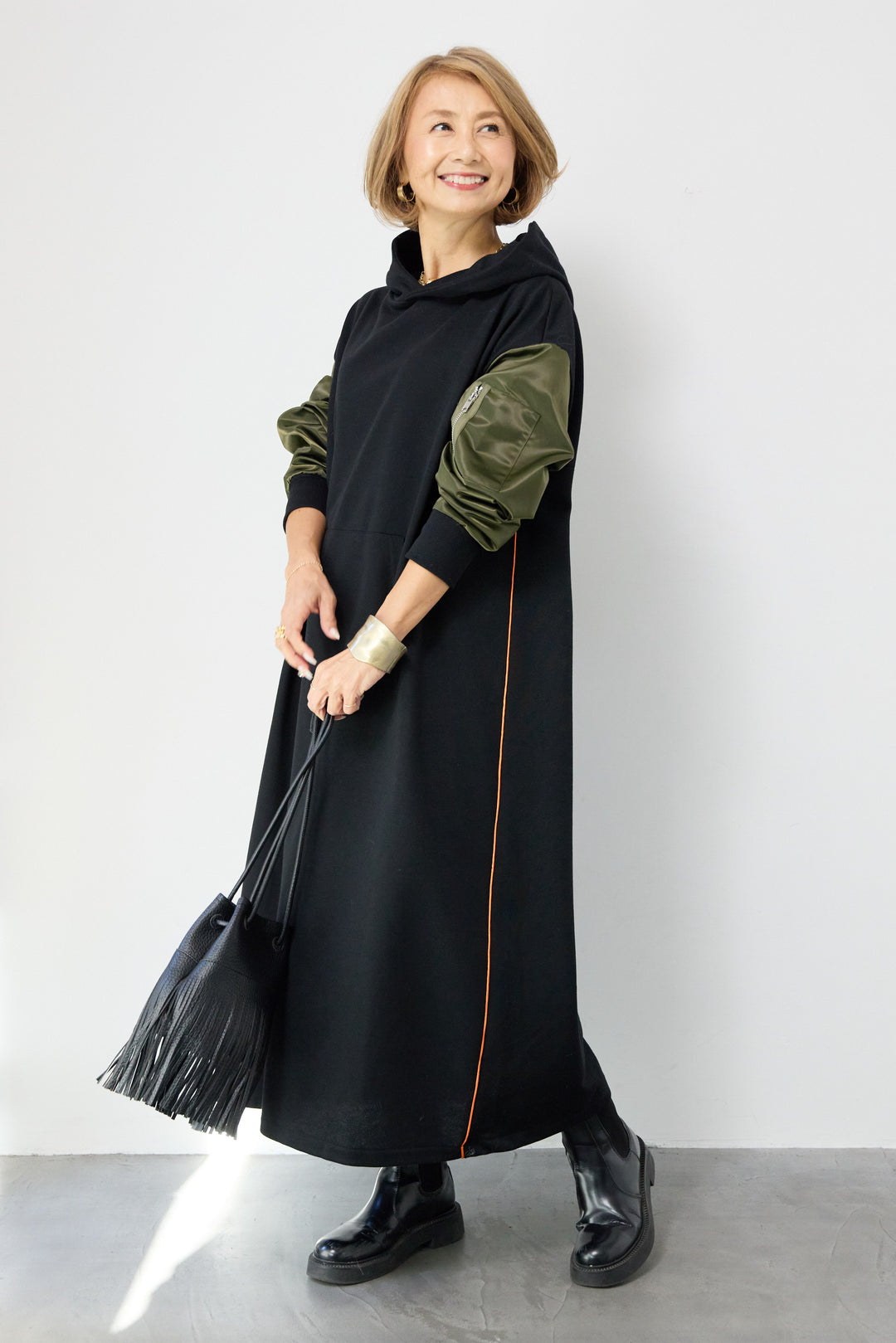 MA-1フードドッキングワンピース