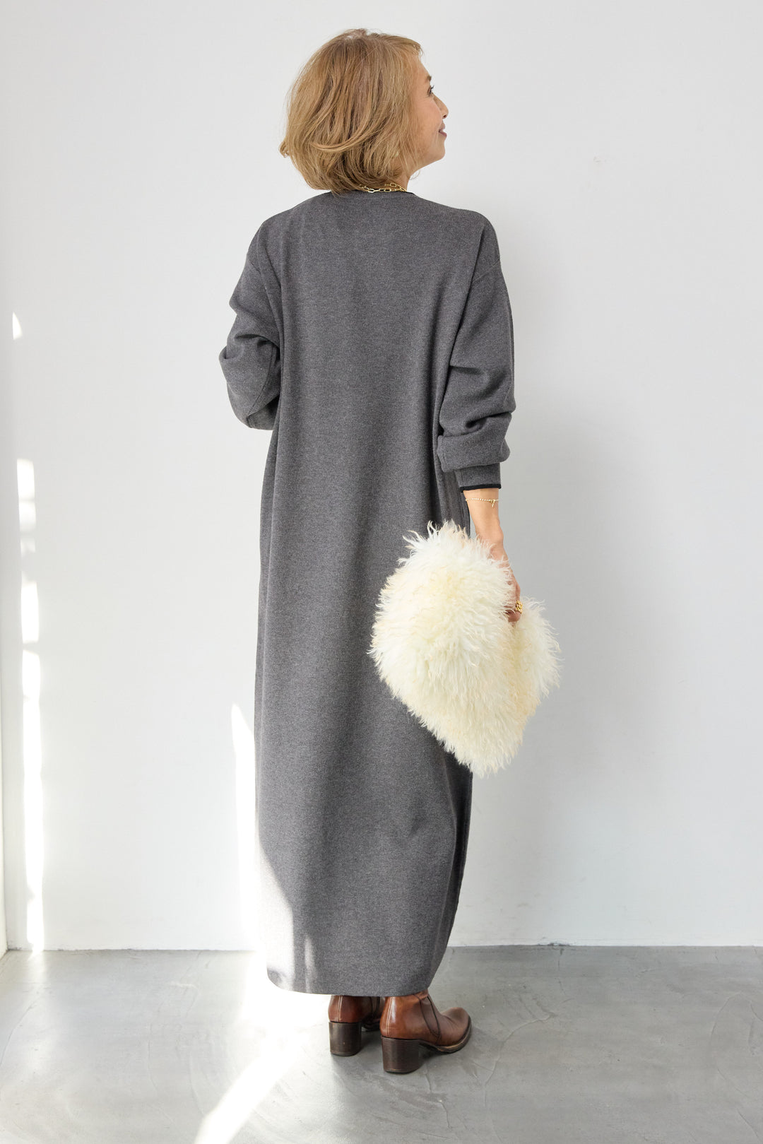 【防静電気】やわもちライン入りヘンリーワンピース