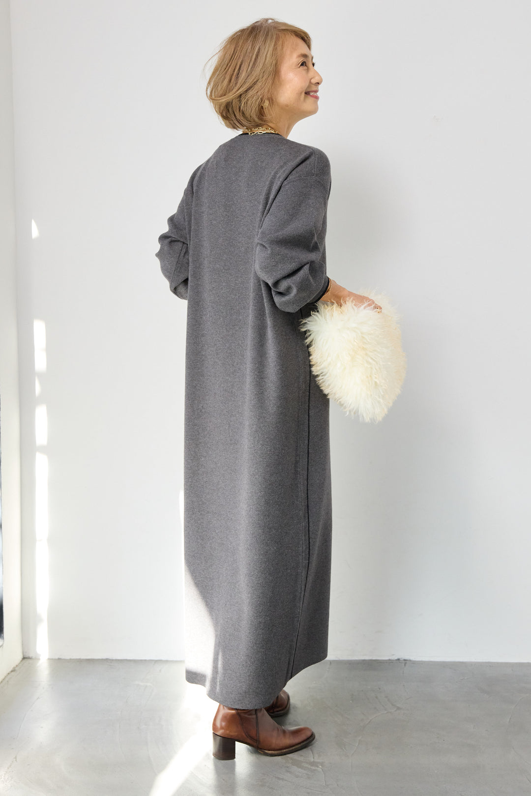 【防静電気】やわもちライン入りヘンリーワンピース