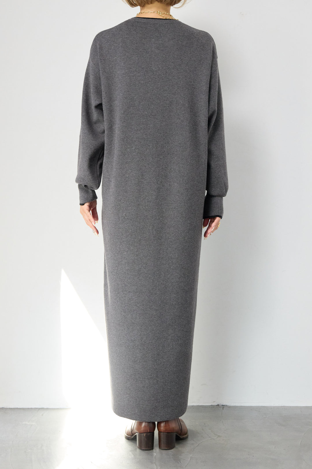 【防静電気】やわもちライン入りヘンリーワンピース